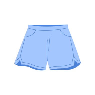 Moda ve giysi tasarım vektörü illüstrasyonu için beyaz arkaplanda izole edilmiş sade mavi adam şortları