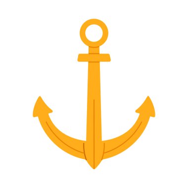 Korsan veya denizcilik temaları vektör illüstrasyonu için beyaz arkaplanda izole edilmiş parlak altın çapa sembolü