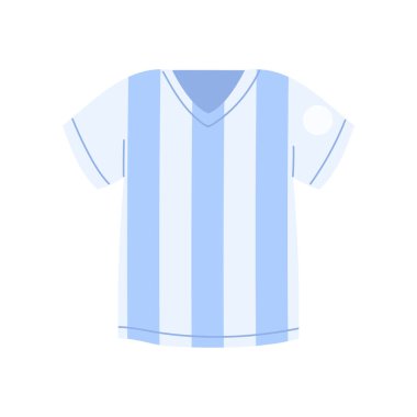 Beyaz vektör illüstrasyonuna izole edilmiş mavi ve beyaz çizgili ikonik Arjantin futbol tişörtü
