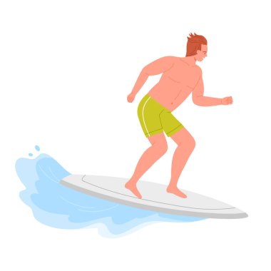 Okyanus dalgalarında sörf yapan genç bir adam Avustralya için mükemmel bir izole edilmiş stil seyahat temaları vektör illüstrasyonu