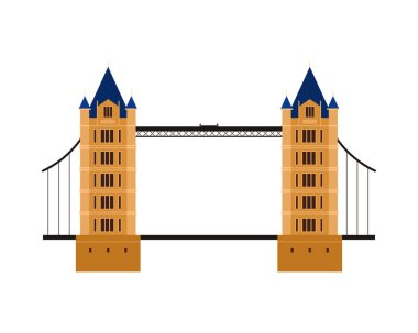 Britanya 'nın ünlü Tower Bridge' inin minimal düz tasarımı beyaz arkaplan vektör illüstrasyonunda izole edildi