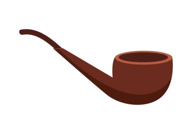 Beyaz izole edilmiş arka plan çizimi üzerinde kahverengi renkli geleneksel İngiliz tütün piposu