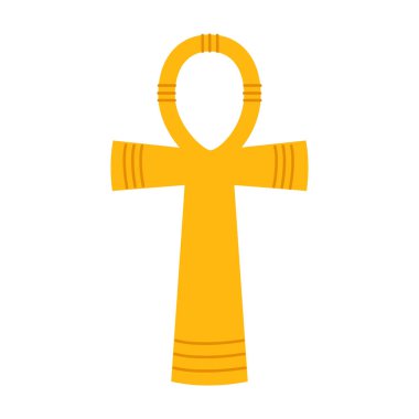 Antik Mısır 'dan gelen altın ankh haçı beyaz izole edilmiş arka plan vektörü çizimi