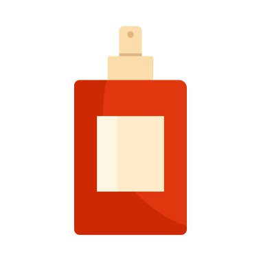 Fransız güzellik ve moda kavramları için beyaz zemin üzerinde izole edilmiş minimum kırmızı parfüm şişesi vektör illüstrasyonu