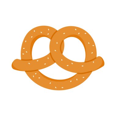 Fırın ve Oktoberfest temaları vektör illüstrasyonu için beyaz izole arkaplanda tuzlu klasik Alman krakeri