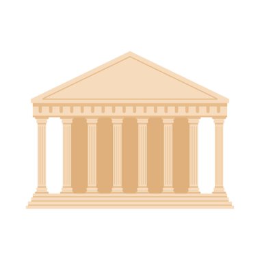 Klasik bir Yunan tapınağının sütunları ve pedikür vektör resimleriyle izole edilmiş düz çizimi