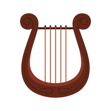 Klasik Yunan lir aracı tarih ve müzik eğitimi vektörü illüstrasyonu için beyaz arkaplanda izole edildi