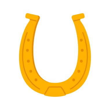 İzole edilmiş altın at nalı beyaz arka plan çiziminde İrlanda şans ve servetini temsil ediyor.