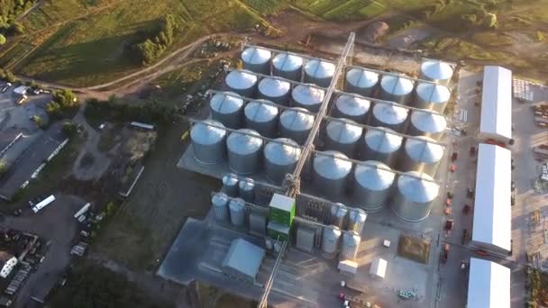 Torres Silo Para Armazenamento Ração Cima Registradas Usando Drone Com — Vídeo de Stock