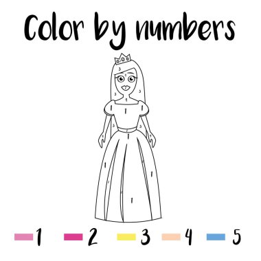 Okul öncesi sayım etkinlikleri. Renkli resimli boyama sayfası. Çocuklar, bebekler ve okul öncesi çocuklar için eğitici bir oyun.