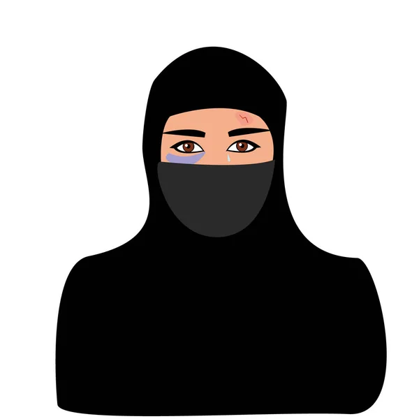 Femme Musulmane Dans Hijab Problème Droits Est Censurée Femmes Victimes — Image vectorielle