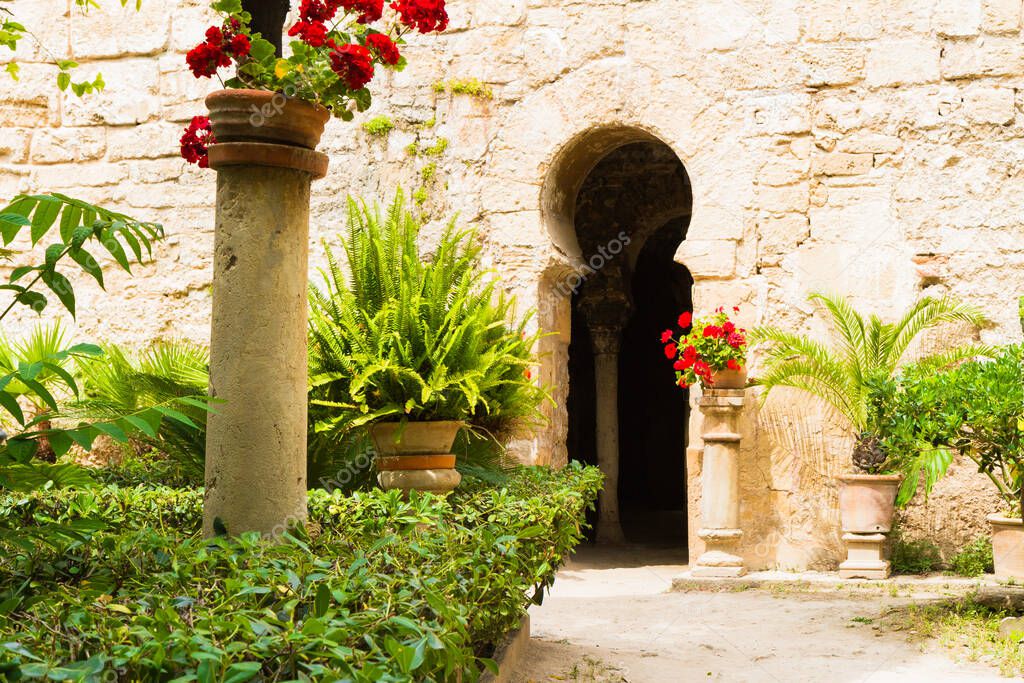 Entrance to Arab Baths ruins, Palma, Mallorca, Spain