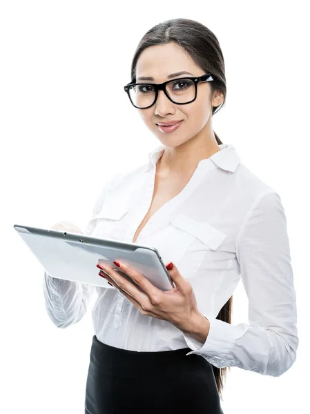 Girl with tablet — Stock Photo, Image