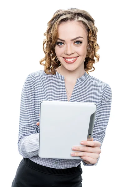 Girl with tablet — Stock Photo, Image