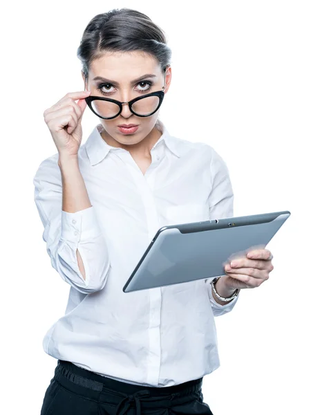 Girl with tablet — Stock Photo, Image