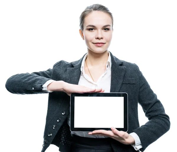 Girl with tablet — Stock Photo, Image