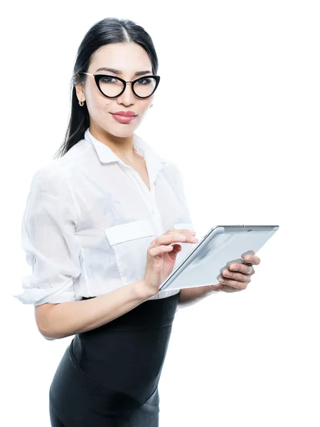 Girl with tablet — Stock Photo, Image