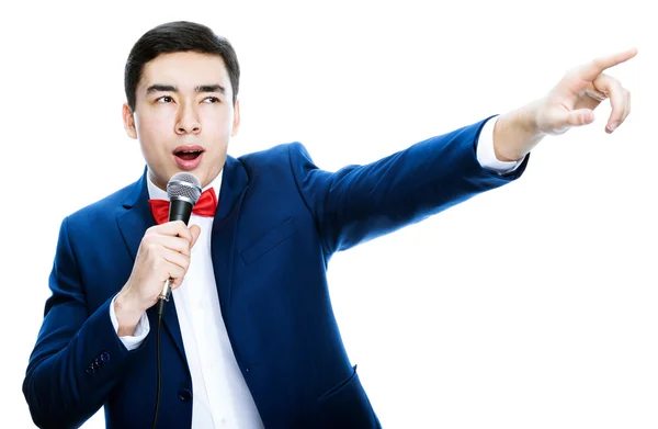 Mann mit Mikrofon — Stockfoto