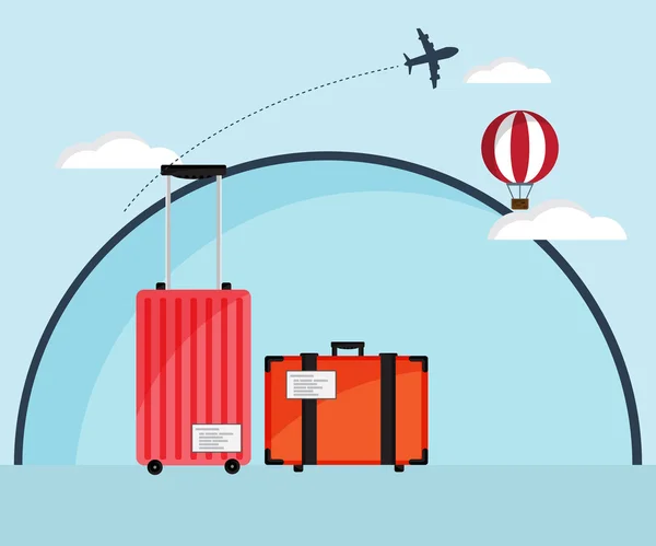 Cestovní tašky, zavazadla plochý Design — Stockový vektor