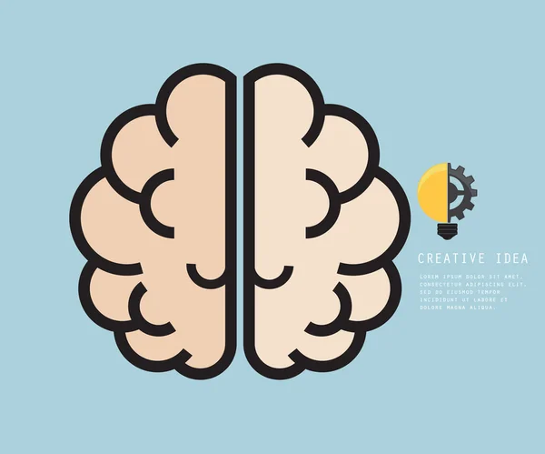 Diseño plano del cerebro, concepto de idea creativa — Vector de stock