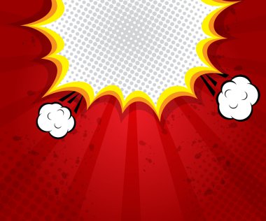 soyut patlama boş konuşma kabarcık pop art, kırmızı arka plan üzerinde çizgi roman