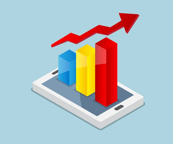 Wykres słupkowy koncepcji biznesowych na telefon komórkowy — Wektor stockowy