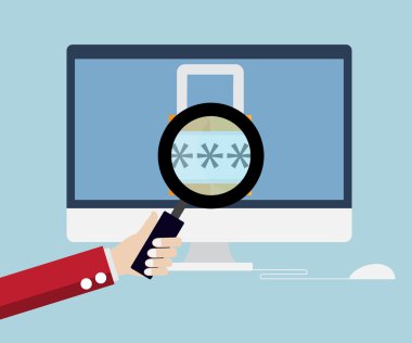 parola--dan bilgisayar kilitli arama Büyüteç camı kullan