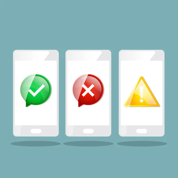 Alerte icône avec smartphone — Image vectorielle