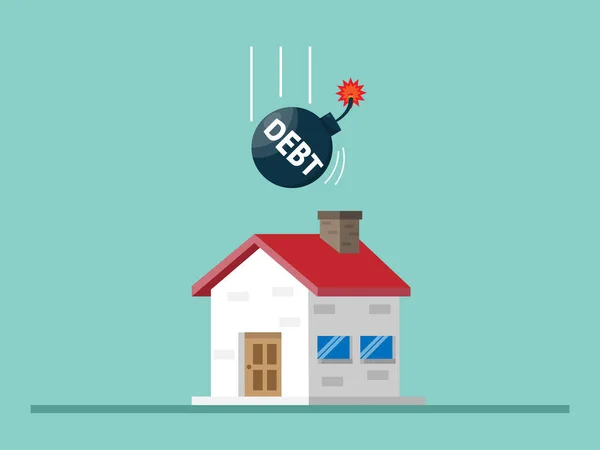 House Debt Bomb Home Loan Concept Vector Illustration Flat Design — Stock vektor