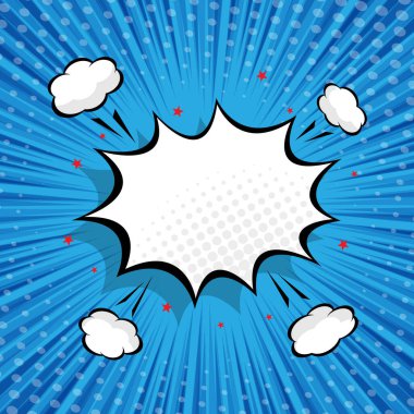 Boş konuşma kabarcığı çizimi olan soyut komedi arkaplanı