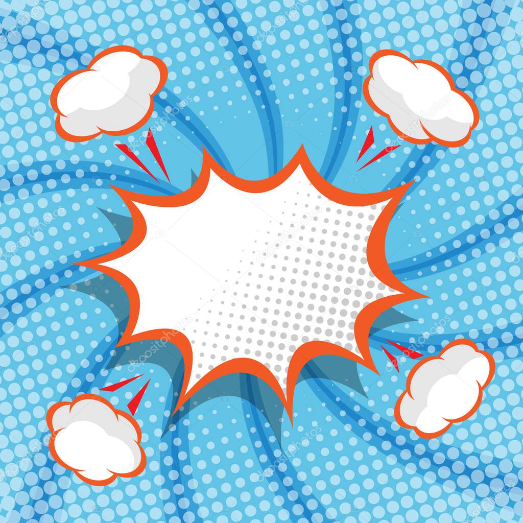 abstract comic background with blank speech bubble vector illustration