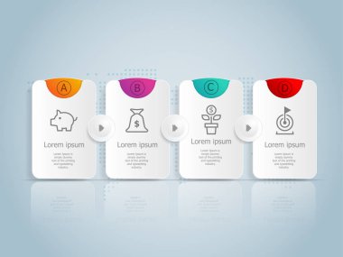 soyut yatay zaman çizgisi bilgisi. İş ve sunum vektörü illüstrasyon arkaplanı için dünya haritası şablonu ile 4 adım.