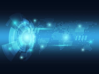 soyut fütüristik mavi teknoloji arka plan vektör çizimi