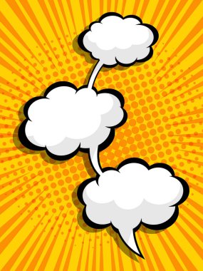 soyut çizgi roman, pop sanat arka plan boş konuşma balonu ışın patlaması ve yarım ton vektör çizimi