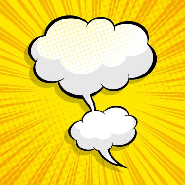soyut çizgi roman, pop sanat arka plan boş konuşma balonu ışın patlaması ve yarım ton vektör çizimi