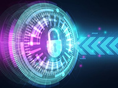 siber güvenlik teknolojisi Hitech arkaplan verisi kilit kilitli vektör çizimi