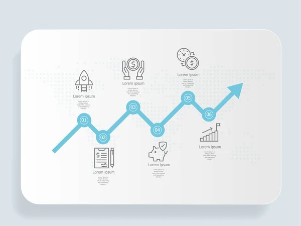 Abstrakcyjny Wykres Wzrostu Infografika Prezentacja Element Szablon Ikonami Biznesu Wektor — Wektor stockowy