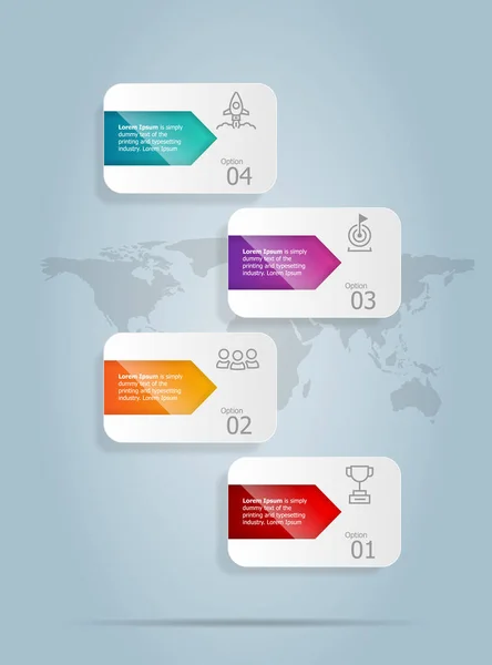 Abstraktní Panel Karet Svislá Infografika Prezentace Prvek Šablona Ikonou Podnikání — Stockový vektor