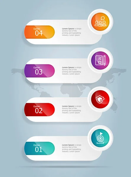 Abstraktní Panel Karet Svislá Infografika Prezentace Prvek Šablona Ikonou Podnikání — Stockový vektor