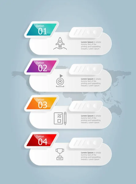 Abstraktní Panel Karet Svislá Infografika Prezentace Prvek Šablona Ikonou Podnikání — Stockový vektor