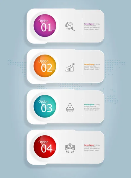 Abstraktní Panel Karet Svislá Infografika Prezentace Prvek Šablona Ikonou Podnikání — Stockový vektor