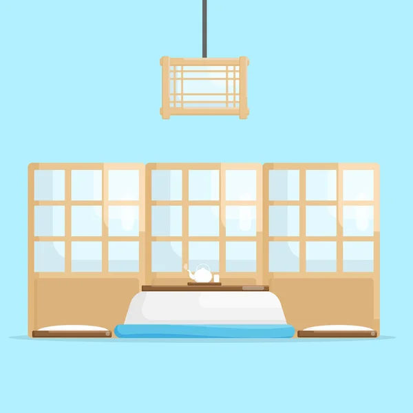日本内地房间矢量插图平面设计 — 图库矢量图片