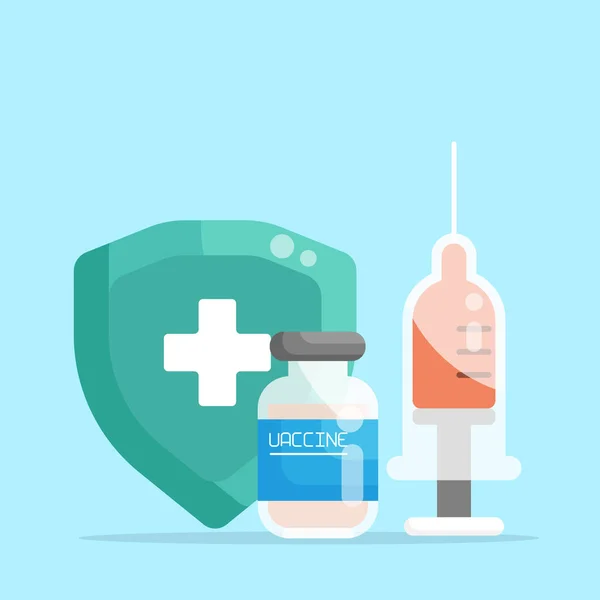 Vacina Syring Protection Health Care Concept Vector Illustration Flat Design — Vetor de Stock