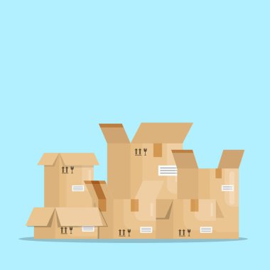 Boş paket kutularını aç vektör çizimi düz tasarım