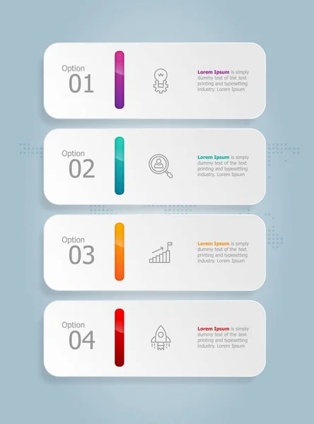 Abstraktní Panel Karet Svislá Infografika Prezentace Prvek Šablona Ikonou Podnikání — Stockový vektor