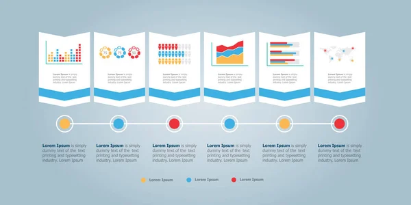 Astratto Orizzontale Timeline Infografica Statistica Elementi Presentazione Vettoriale Illustrazione Sfondo — Vettoriale Stock