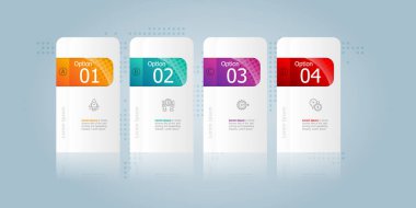 iş simgeleriyle birlikte sekme çubuğu yatay bilgi ögesi sunumu 4 adım vektör illüstrasyon arkaplanı