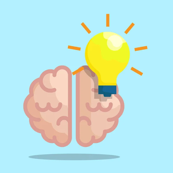 Εγκέφαλος Λάμπα Ιδέα Ιδέα Γνώση Διάνυσμα Εικονογράφηση Επίπεδη Σχεδίαση — Διανυσματικό Αρχείο