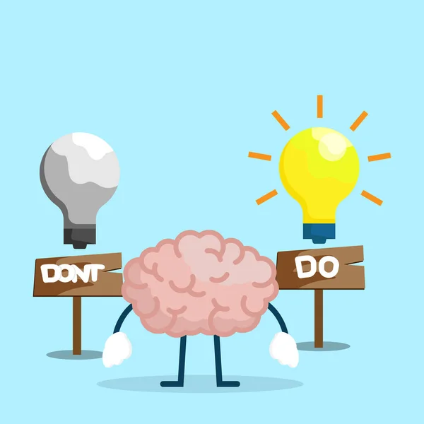Don Brain Bulb Idea Vector Illustration Cartoon Flat Design — Stock Vector