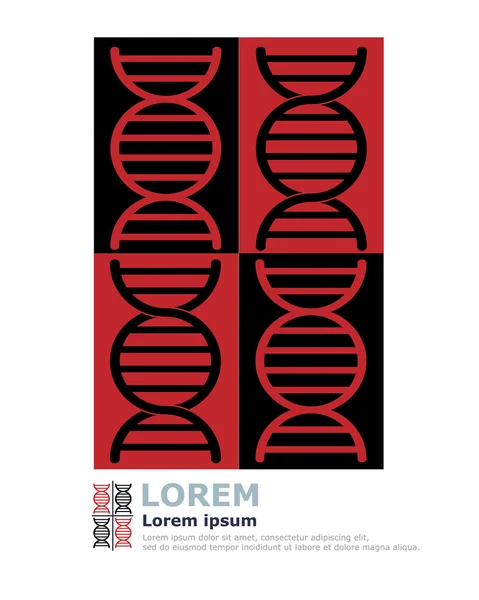 Logo DNA rosso e nero — Vettoriale Stock